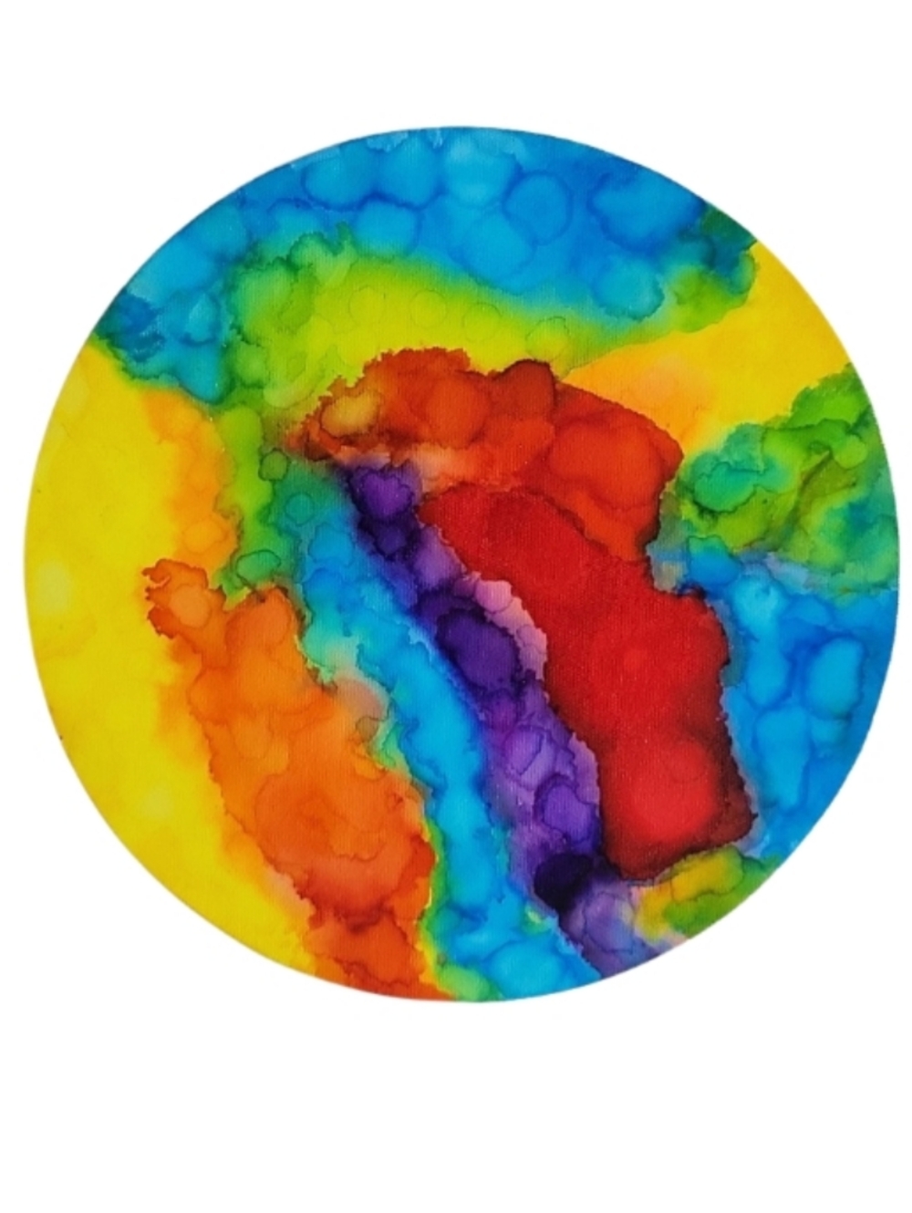 Hand Crafted Abstract Design Round  12 x 12 Inches Canvas Painting - Picture 4 of 4